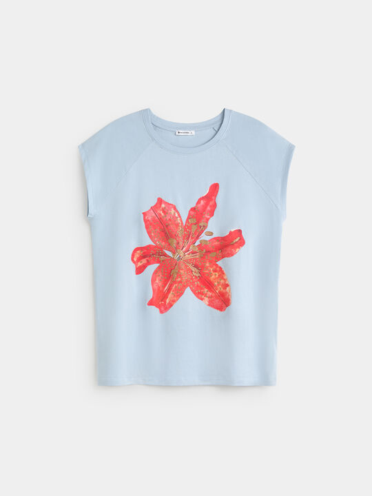 CAMISETA SLIM HIBISCUS Azul Bebe image number null