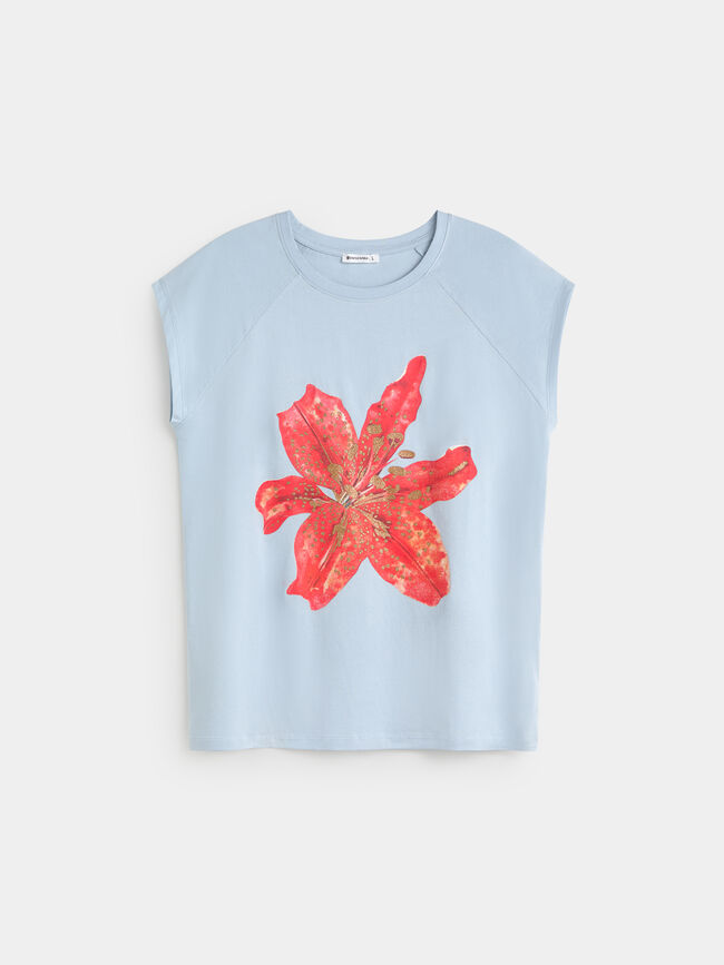CAMISETA SLIM HIBISCUS Azul Bebe