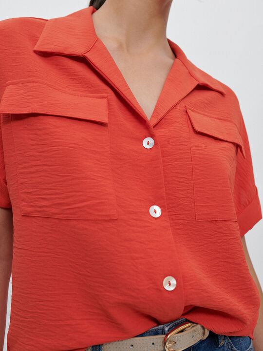 BLUSA MANGA CORTA naranja coral image number null