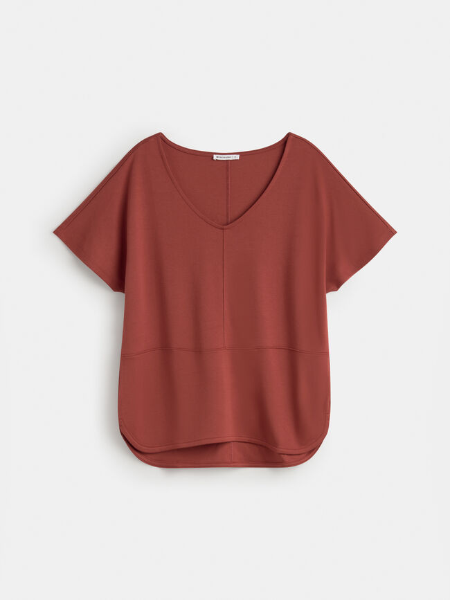 CAMISETA BAJO REDONDEADO Marron/Naranja