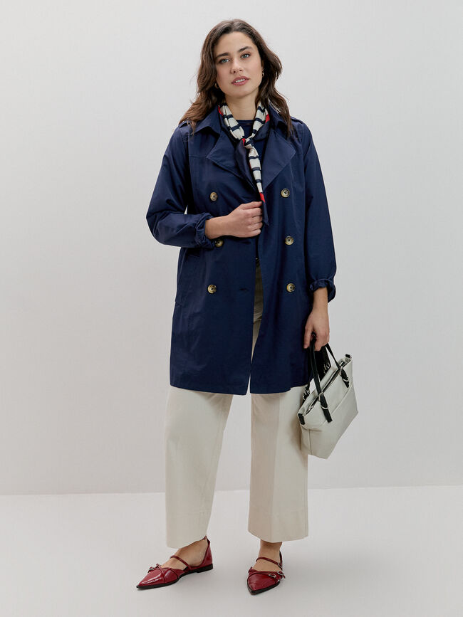 GABARDINA LARGA BOTONES Azul Marino