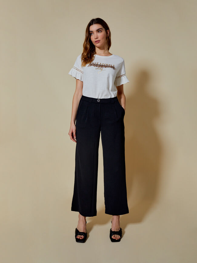 Pantalón palazzo fluido Negro