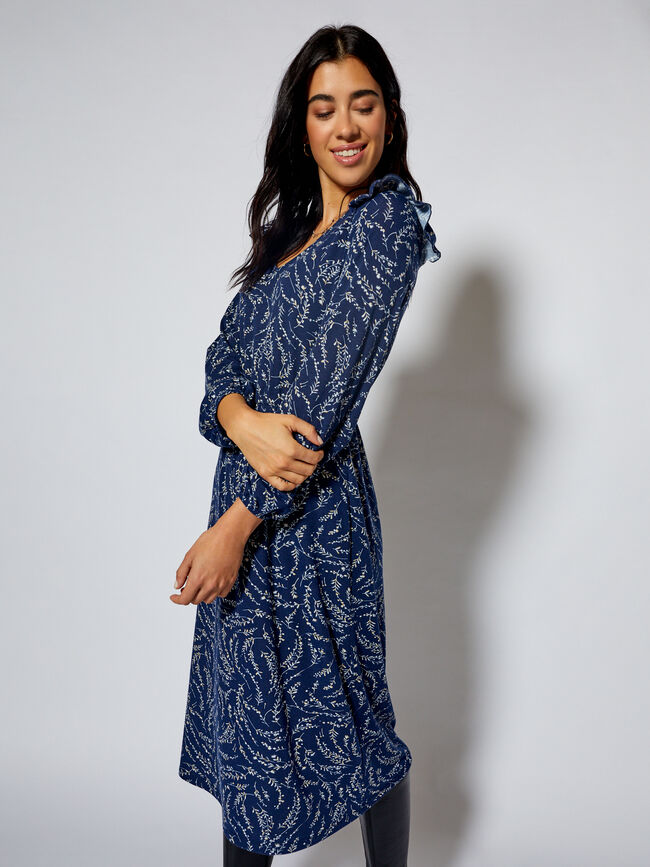 VESTIDO SOBRE RODILLA Azul Marino