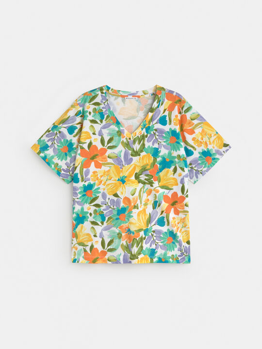 CAMISETA CUELLO PICO Estampado 1 image number null