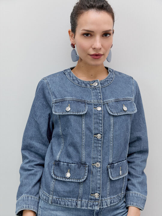 CHAQUETA VAQUERA CORTA Mid blue image number null