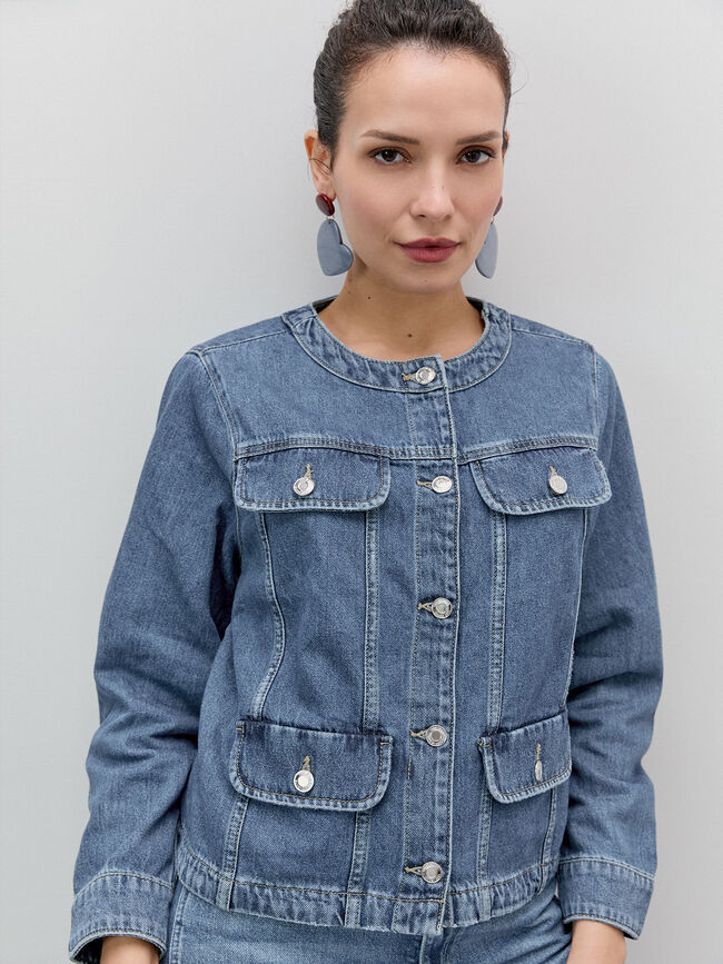 CHAQUETA VAQUERA CORTA Mid blue