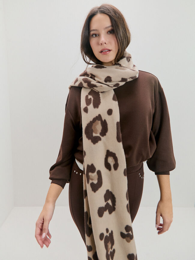 BUFANDA ESTAMPADO ANIMAL Crudo