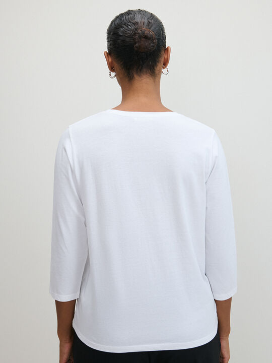 CAMISETA ENCAJE LEOPARDO Blanco Hueso image number null
