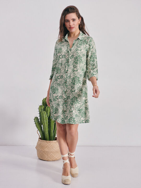 Vestido corto print Verde Viridian image number null