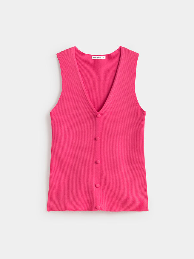TOP BOTONES Fucsia