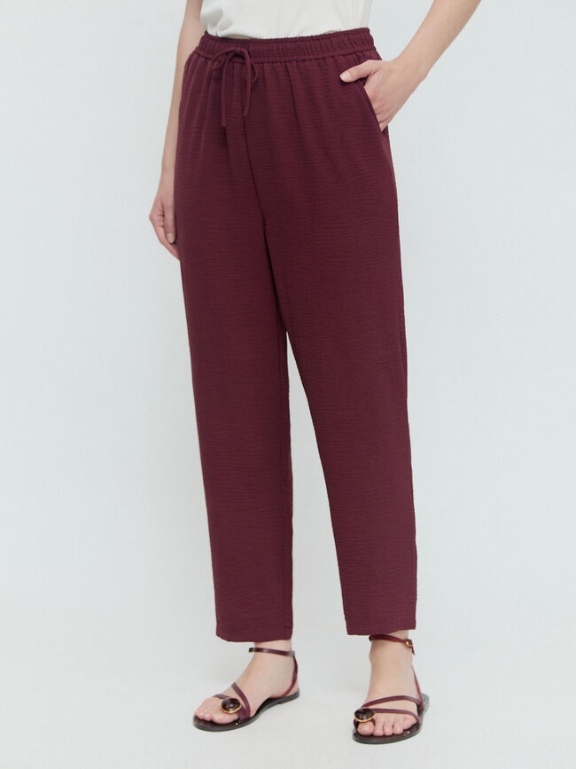 PANTALON FLUIDO JOGGER Vino