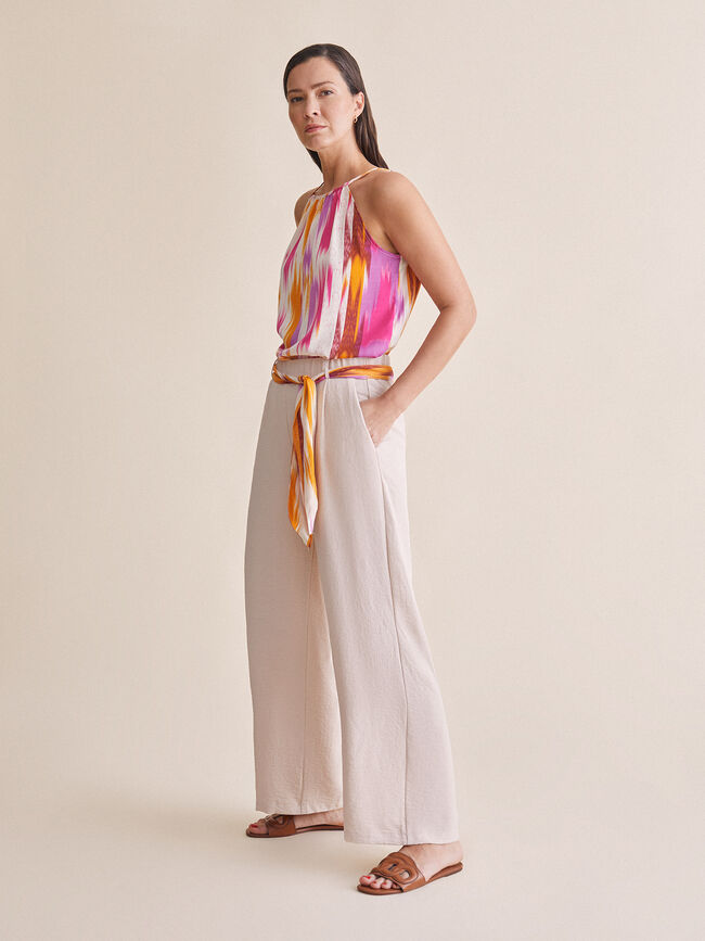 Top halter satén estampado Crudo