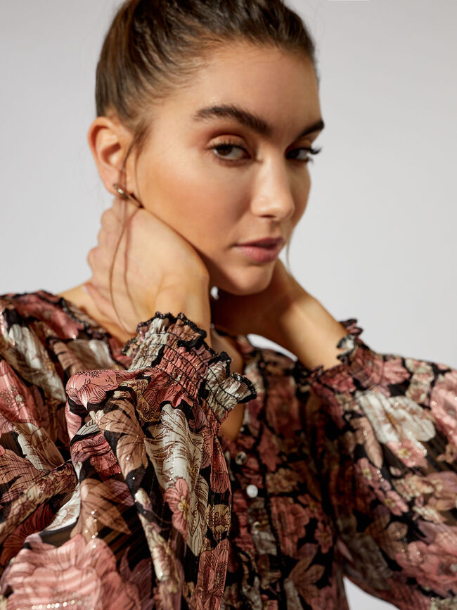 blusa volantes pico Rosa Claro