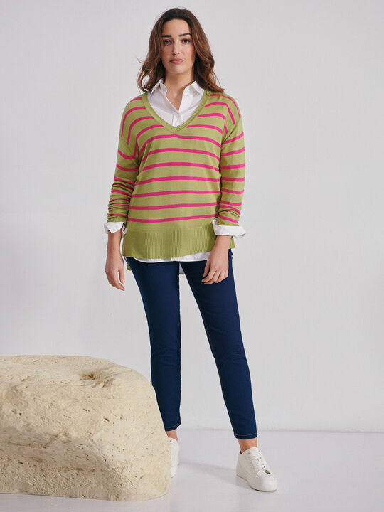 jersey pico rayas Verde Medio image number null