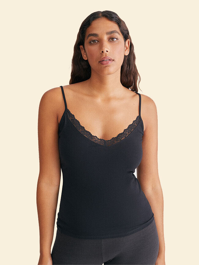 TOP PUNTILLA algodón Negro