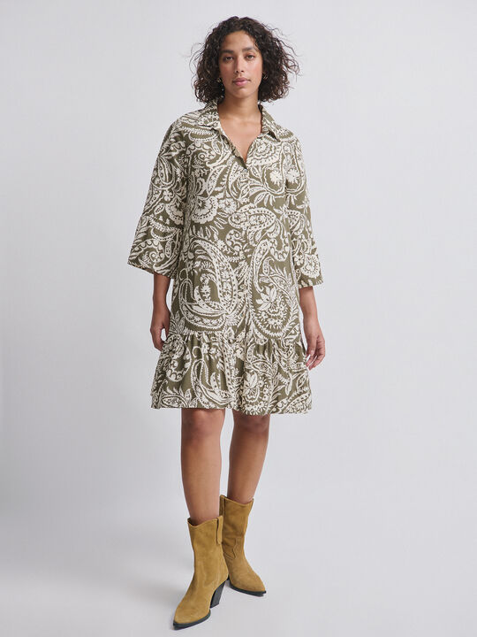 VESTIDO MIDI ESTAMPADO Kaki image number null