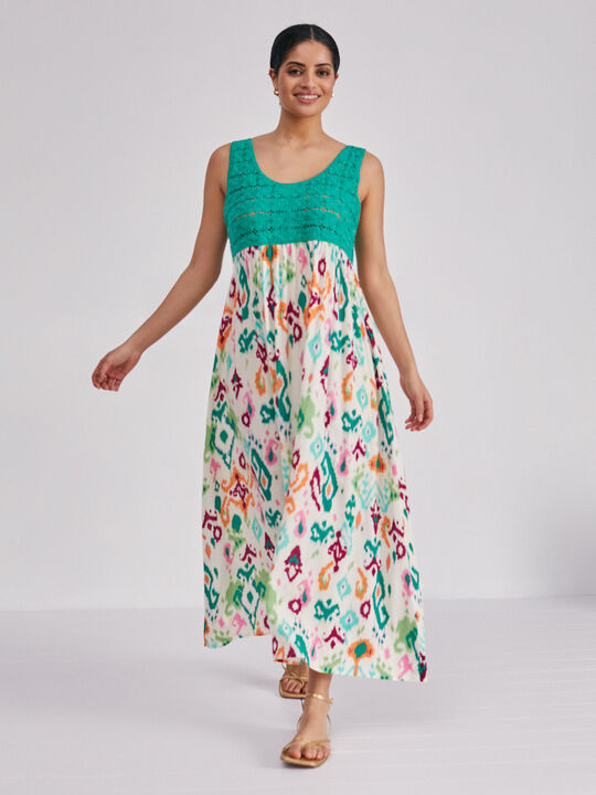 Vestido combinado crochet Verde image number null