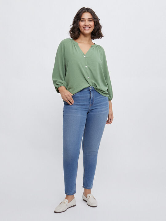 BLUSA MANGA ABULLONADA Verde Viridian image number null