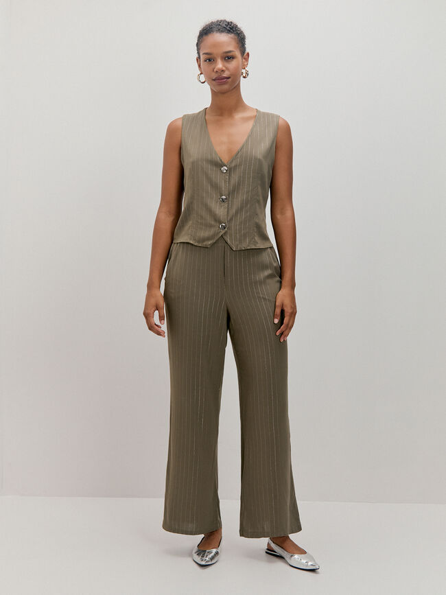 pantalon viscosa kaki claro