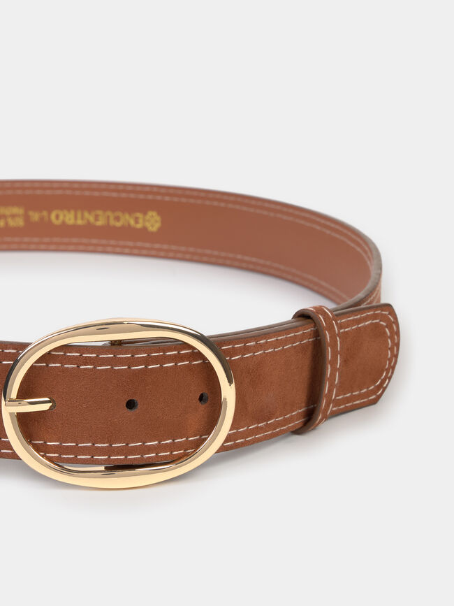 CINTUR&Oacute;N PESPUNTE CONTRASTE BROWNIE