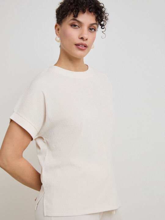 CAMISETA TEXTURA Beige image number null