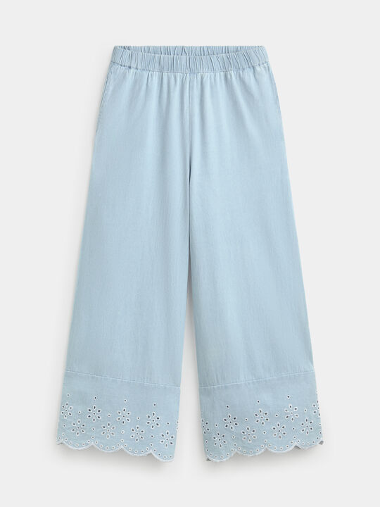 PANTALON DETALLE BORDADO Light Blue Wash image number null