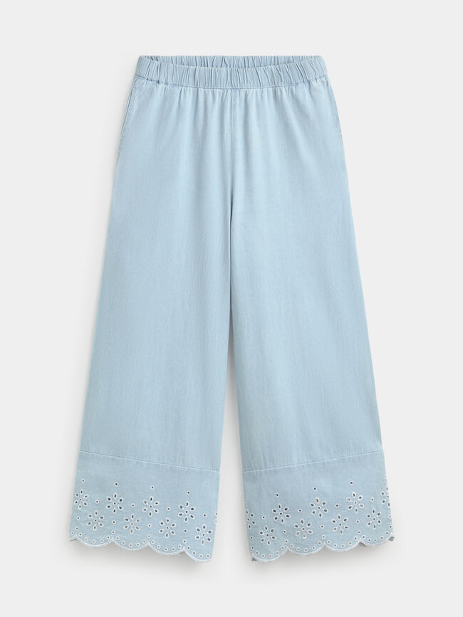 PANTALON DETALLE BORDADO Light Blue Wash