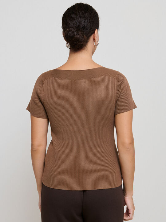 TOP CUELLO BARCO Marron chocolat image number null