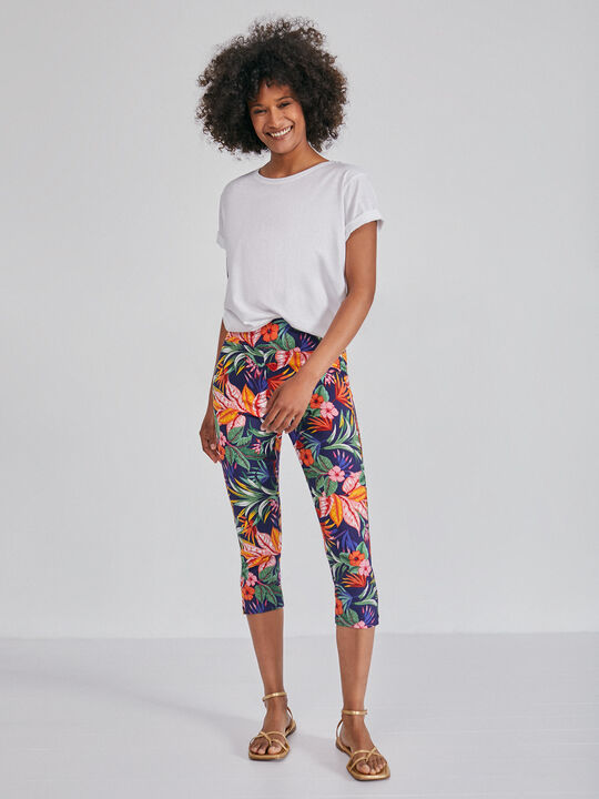 Pantalón capri estampado Azul Marino image number null