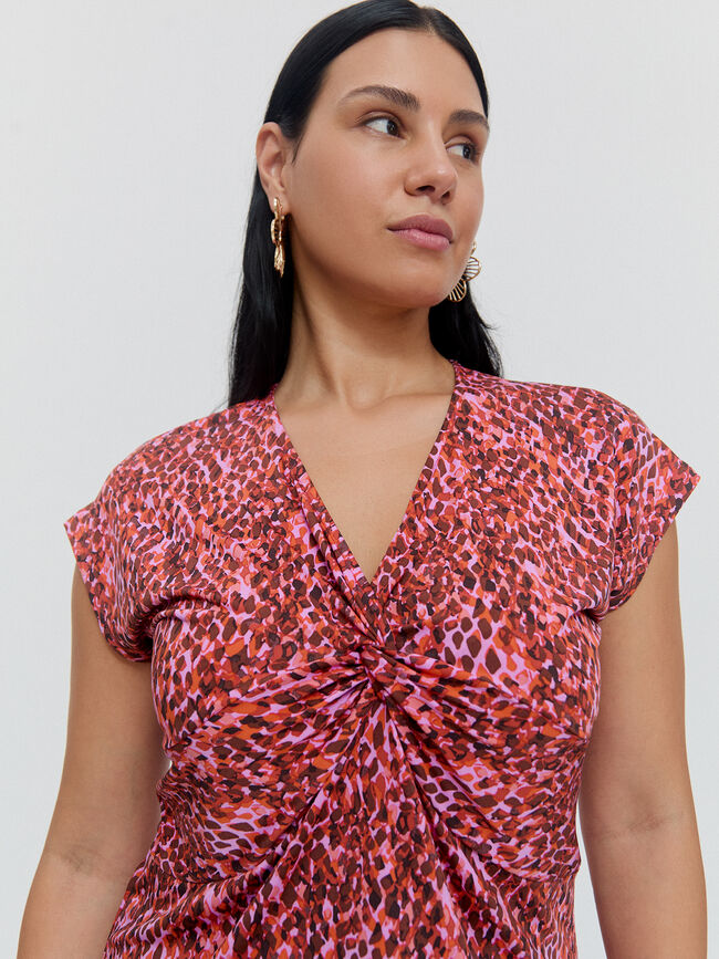 CAMISETA NUDO ESTAMPADA Fucsia