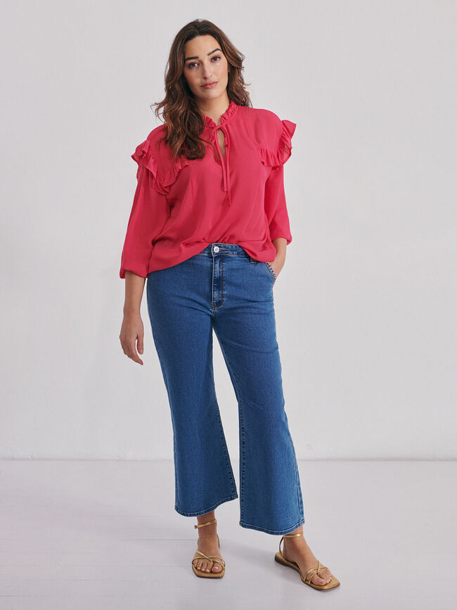 Blusa volantes Fucsia
