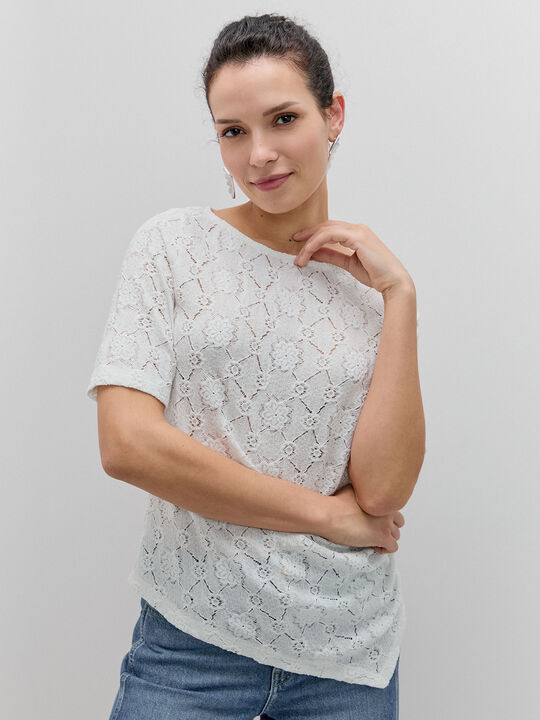 CAMISETA ASIM&Eacute;TRICA CRINKLE FLOWER Blanco Optico image number null