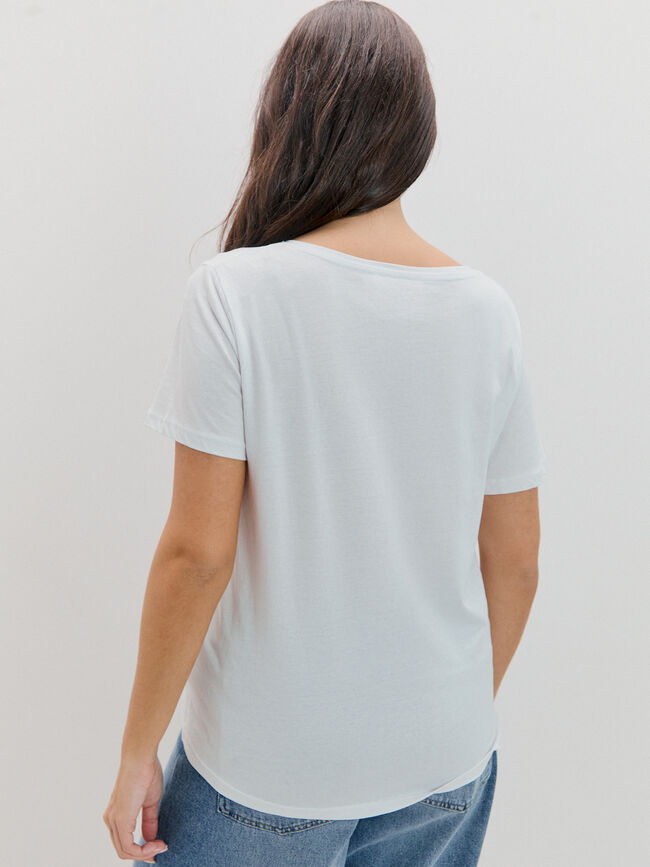 CAMISETA CUELLO PICO Blanco Optico