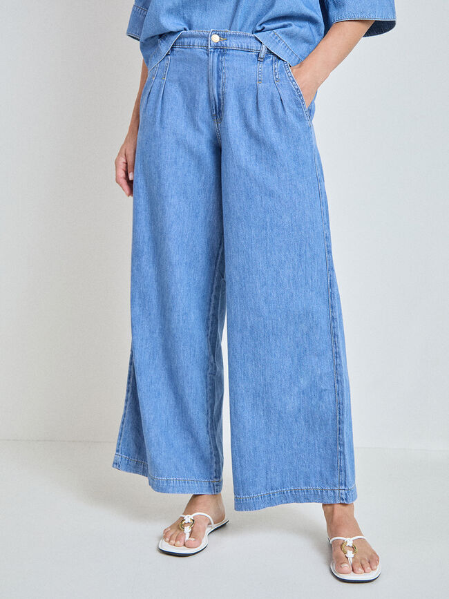 PANTALON VAQUERO HOJITAS Mid blue