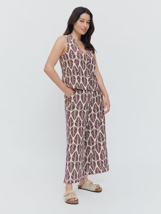 PANTALON RECTO ESTAMPADO Marron image number null
