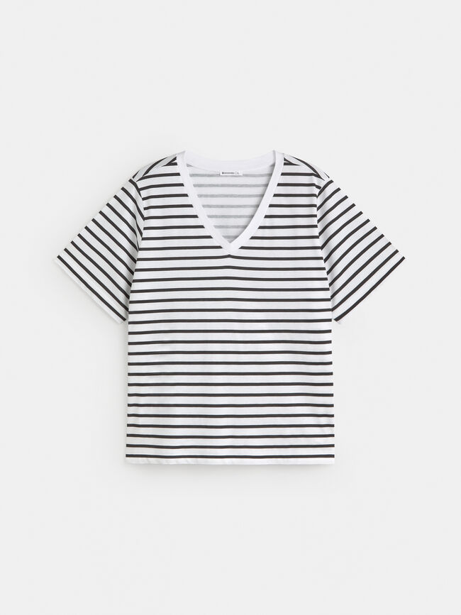 CAMISETA CUELLO PICO Rayas 1