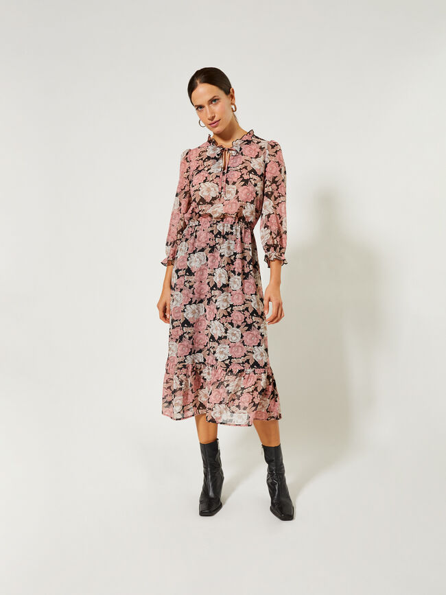 vestido midi Rosa Claro
