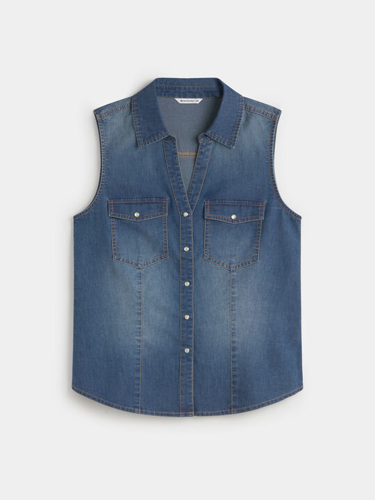 CAMISA SIN MANGAS Mid blue image number null