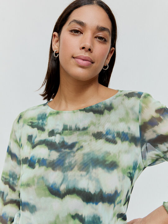 CAMISETA TUL ESTAMPADA Verde oscuro image number null