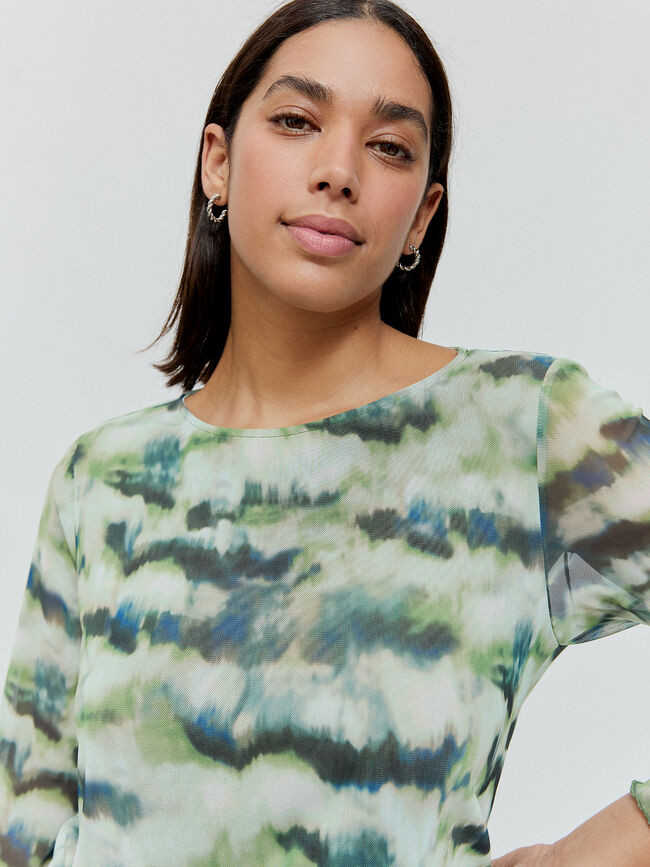 CAMISETA TUL ESTAMPADA Verde oscuro
