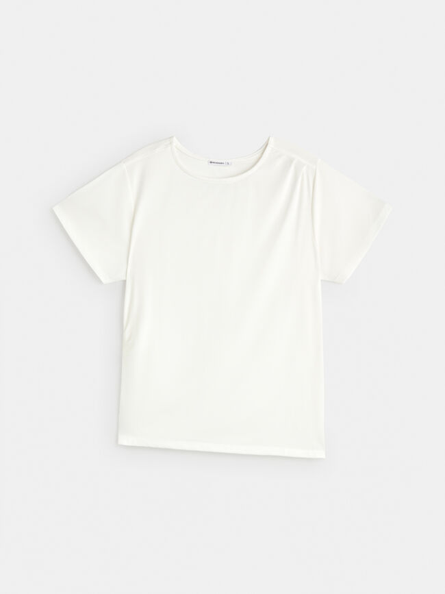 CAMISETA DETALLE PLIEGUE Crudo