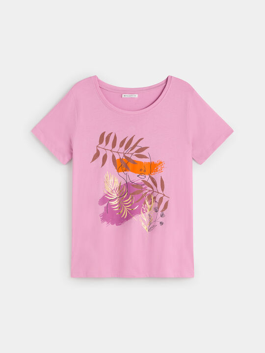Camiseta algodón estampada Violeta vintage image number null