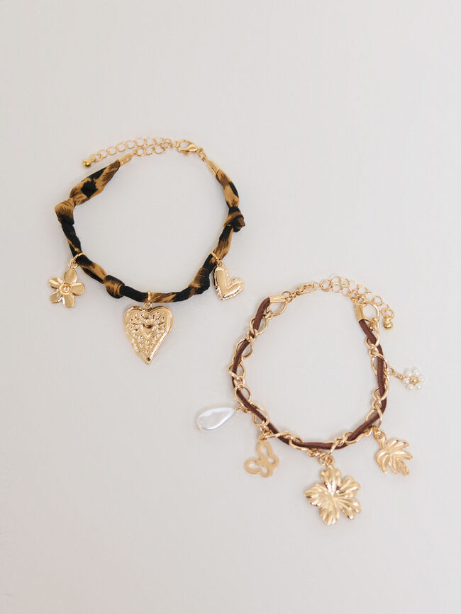 PACK PULSERAS TEJIDO Marron