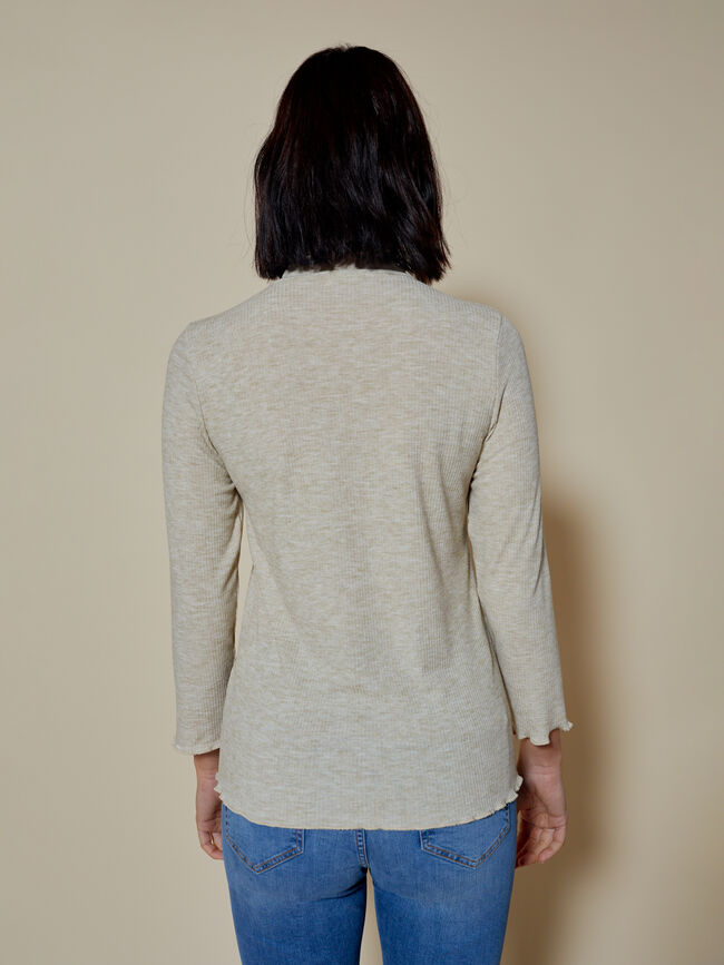 CAMISETA canalé cuello perkins Beige