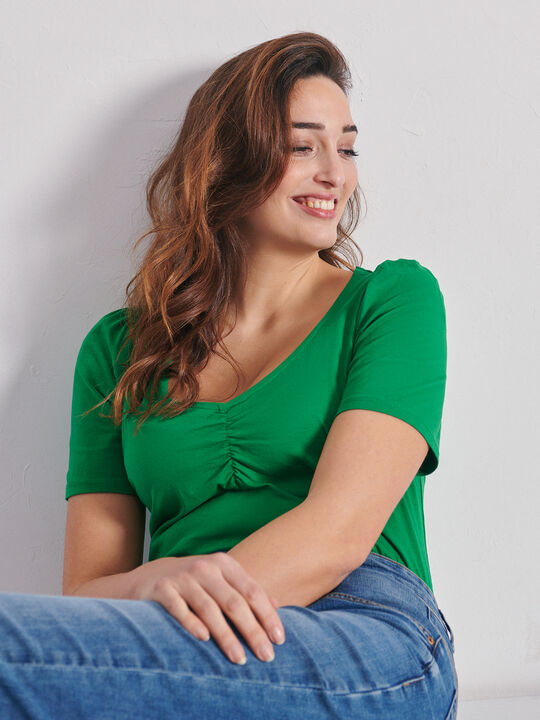 Camiseta manga corta farol cuello redond Verde image number null