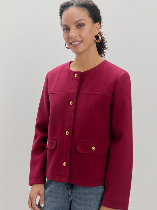 CHAQUETA CUELLO REDONDO Rojo Cereza image number null