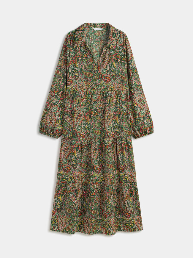 Vestido midi de satén Verde oscuro