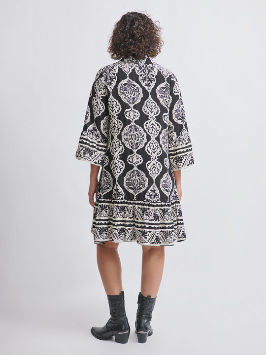 VESTIDO MIDI ESTAMPADO Negro image number null