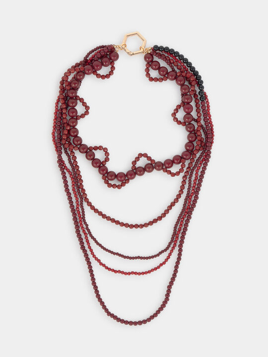COLLAR LARGO BOLAS Burdeos image number null