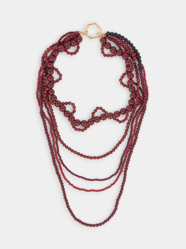 COLLAR LARGO BOLAS Burdeos